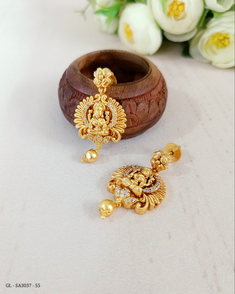 Gold finish Lakshmi Peacock Studs - GL-SA3037-55