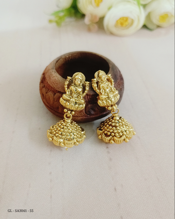 Antique golden Peacock Jhumkas - GL-SA3041-55