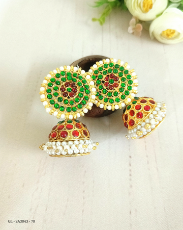 Multicolor Kemp Jhumkis - GL-SA3043-70