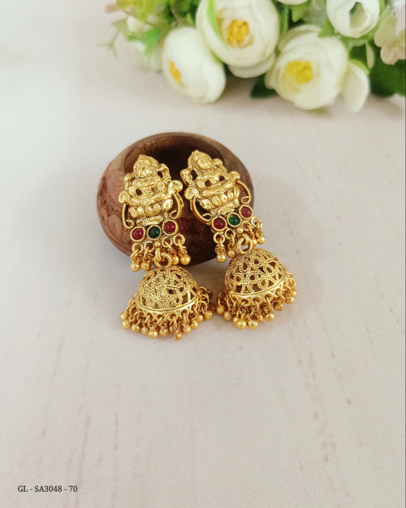 Antique Gold finish Temple Jhumkas - GL-SA3048-70