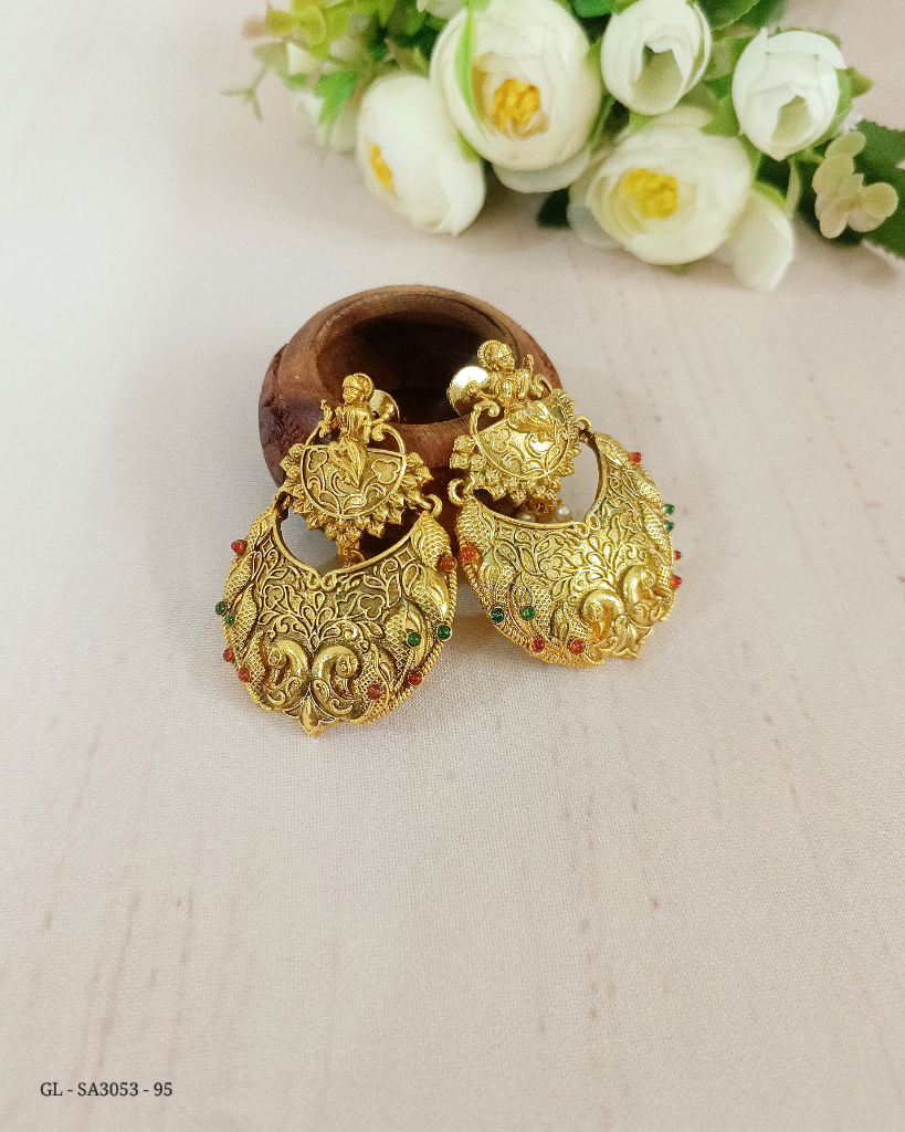 Antique Temple Chandbali Earrings - GL-SA3053-95