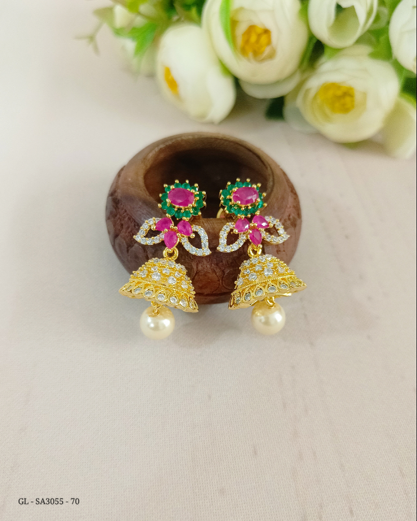 Cz Gold finish Jhumkis - GL-SA3055-70