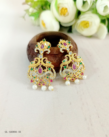 Golden Peacock Jhumkas - GL-SA3056-55