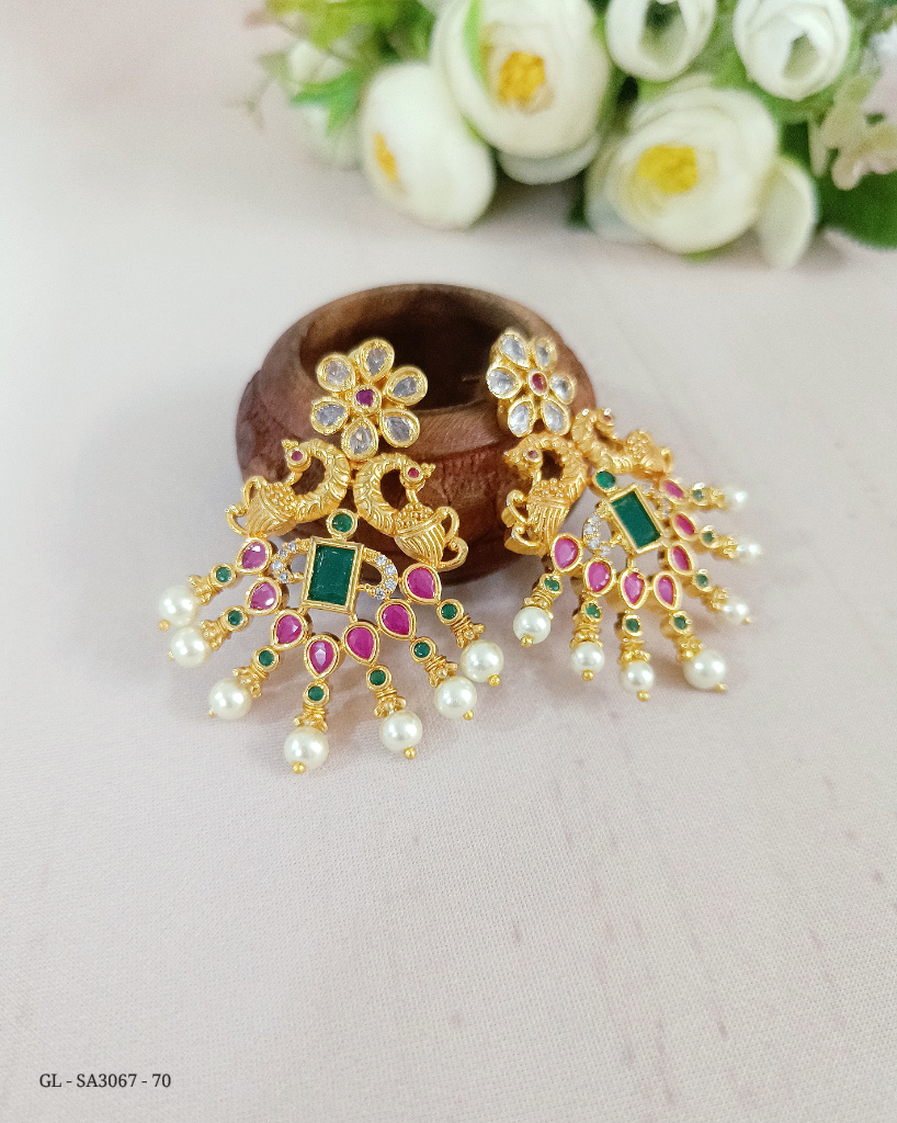 Gold finish peacock Earrings - GL-SA3067-70