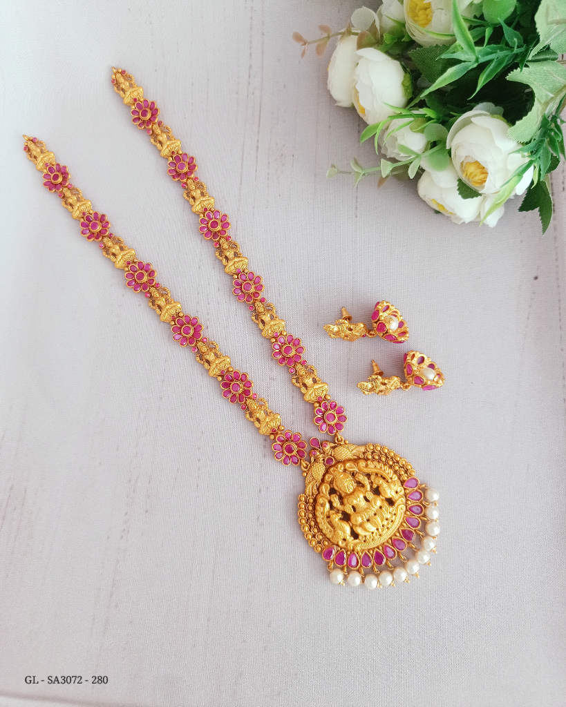 Ruby Temple Lakshmi Long necklace - GL-SA3072-280