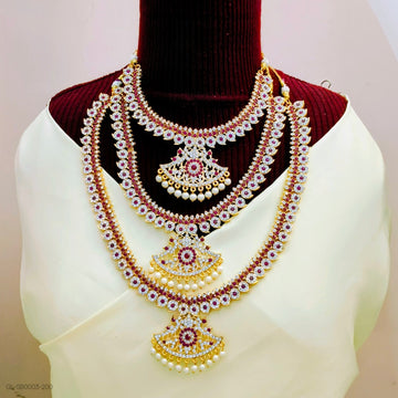 3 combo-Dance Set white pink color stones Jewellery