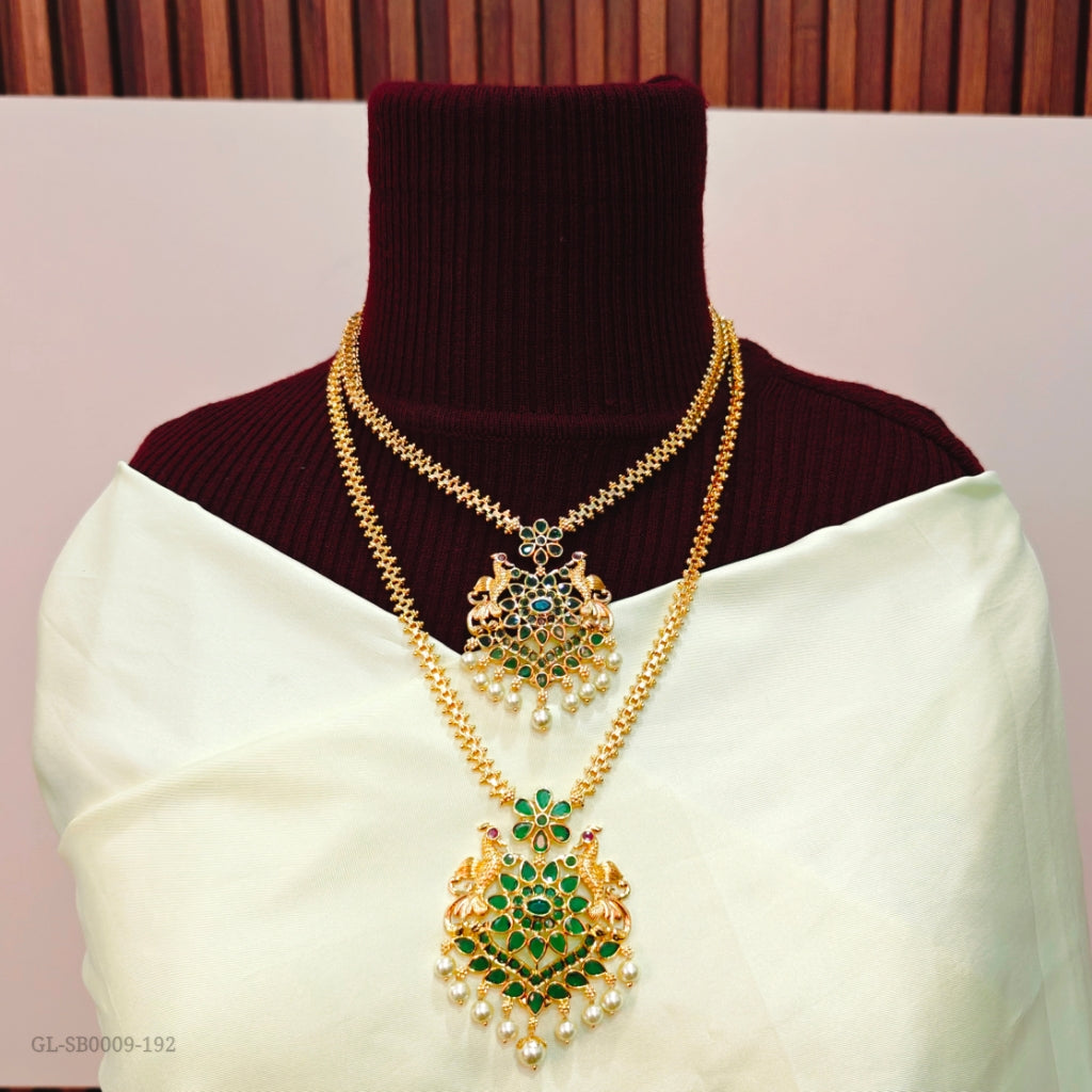 Gold finish Emerald Combo Set