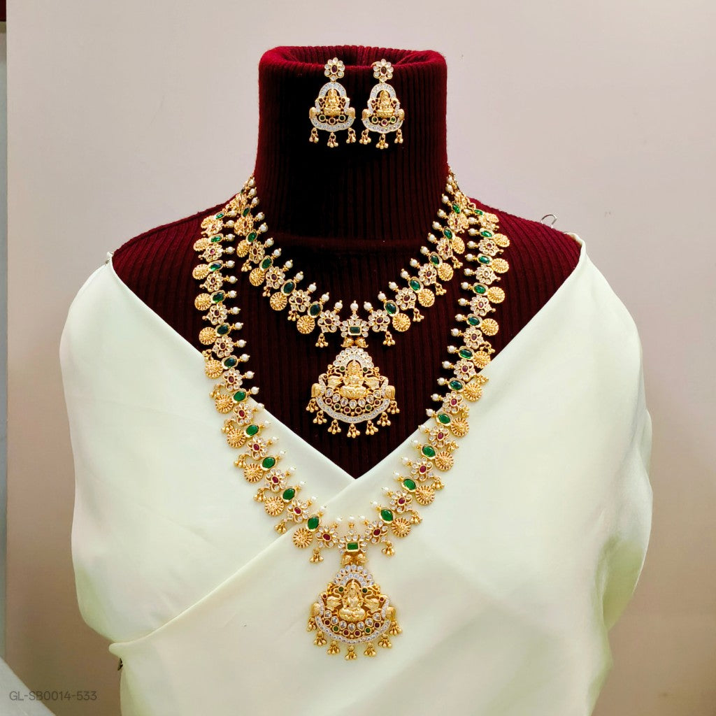 Gold finish-Ruby emerald-coin-Combo Set