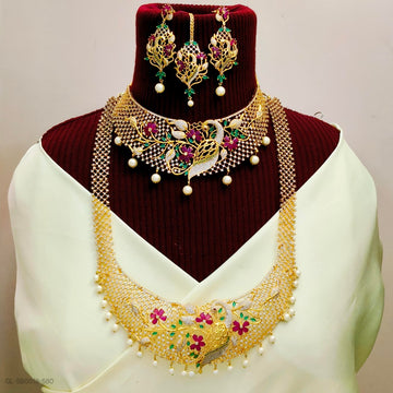 Elegant peacock & floral design Bridal wear