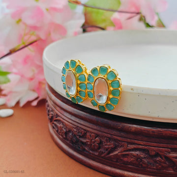 Cz western oval stud Earrings