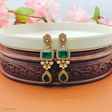 Mossanaite stone Victorian Polish earrings