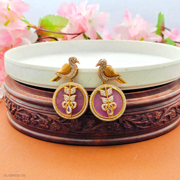 Mossanaite stone Gold Polish Earrings