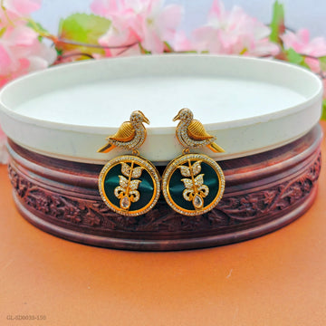 Mossanaite stone Gold Polish Earrings