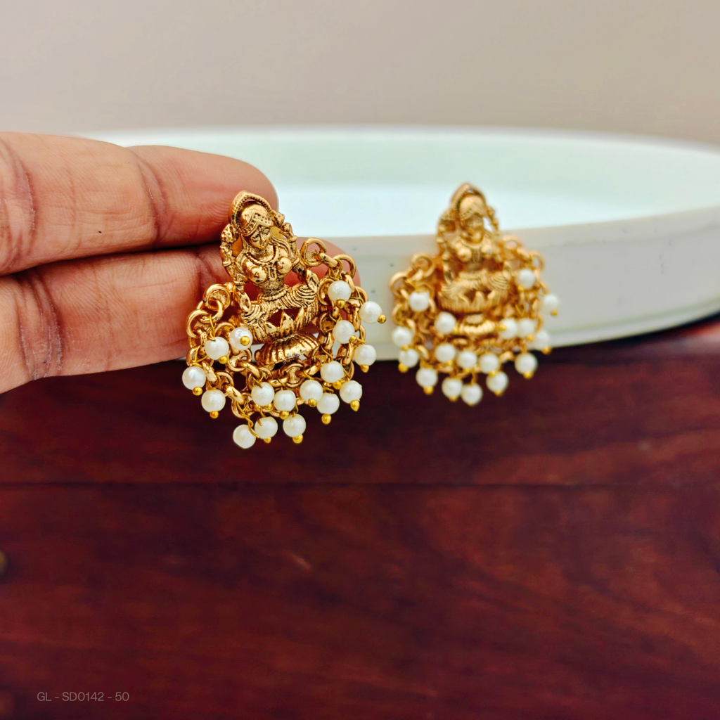 Clustered pearl -Lakshmi-Lotus - Studs