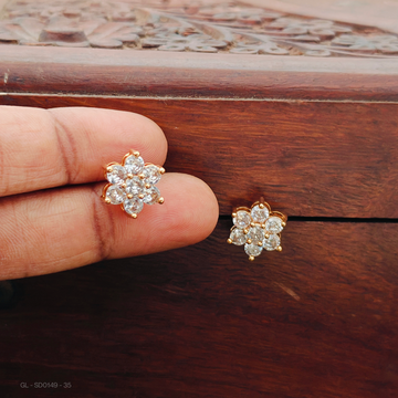 Gold plated-AD stone-Floral- Studs