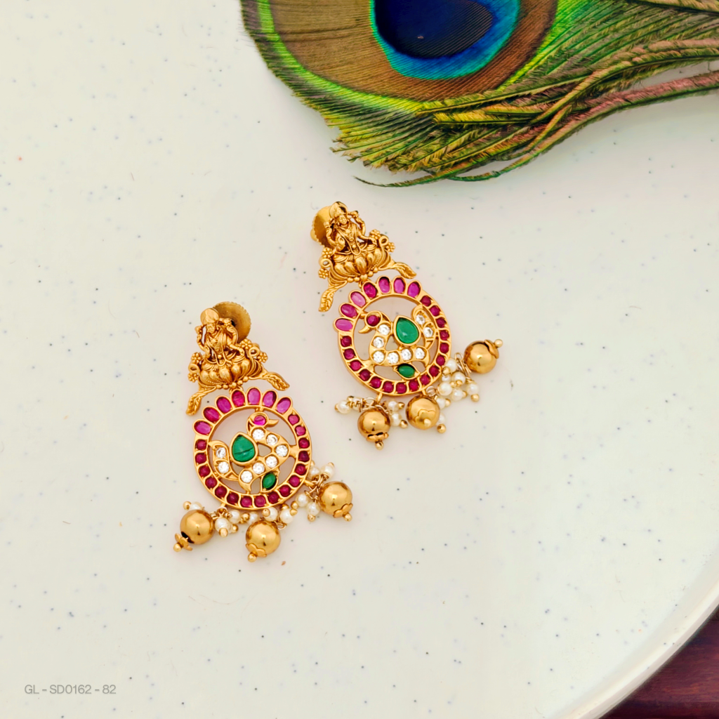Gold Plated-Lakshmi-Lotus-swan- Studs