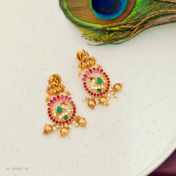 Gold Plated-Lakshmi-Lotus-swan- Studs