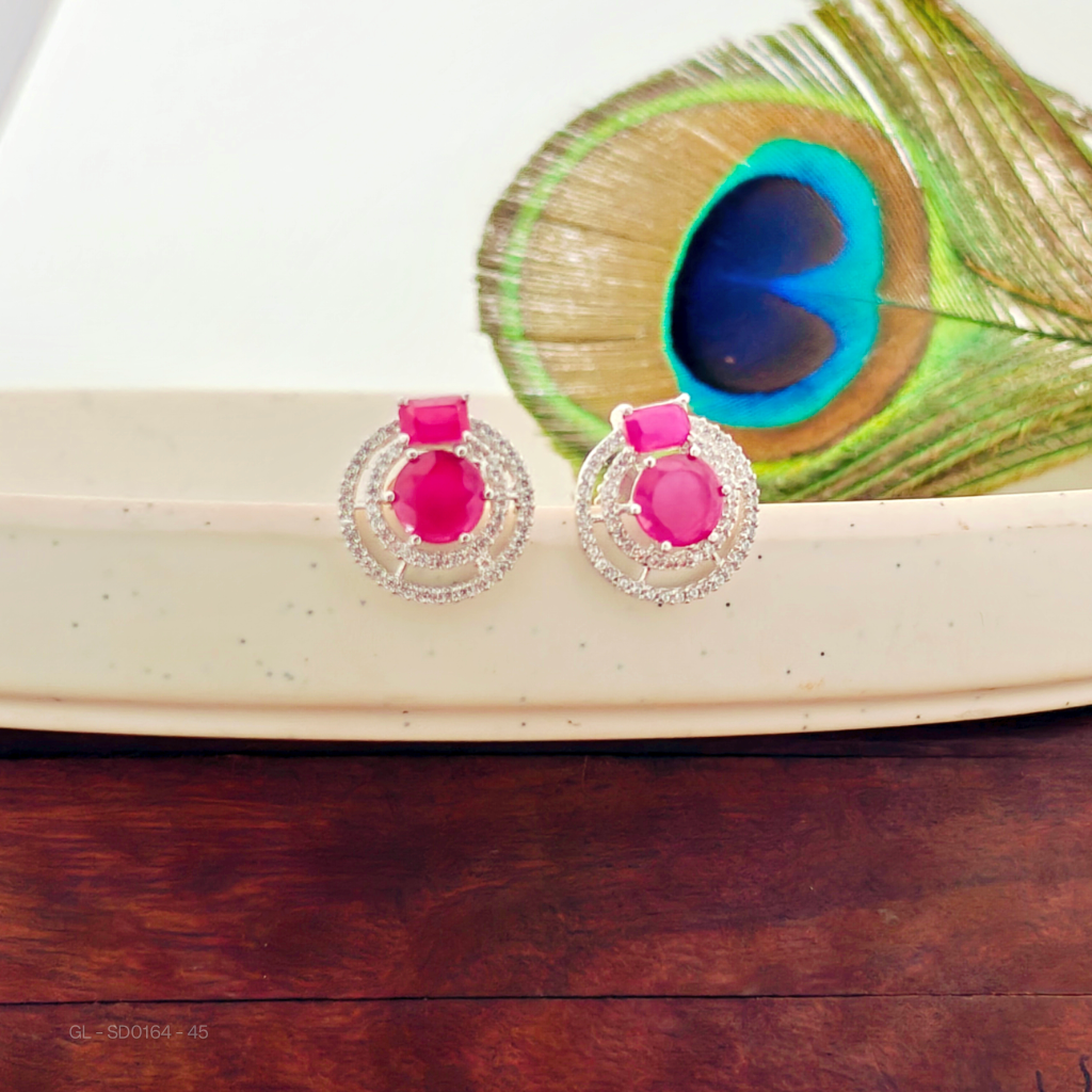 Silver Finish- AD-pink-stone