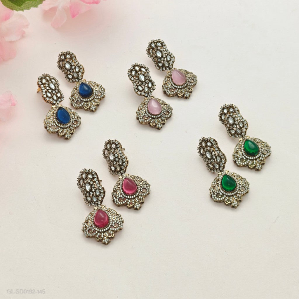 Opulent Kundan-Style Earrings with Gemstone Accents