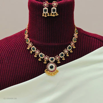 1 gram gold ruby emerald stone necklace set