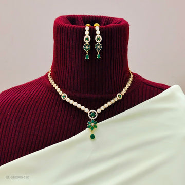 American Diamond & Emerald stone necklace