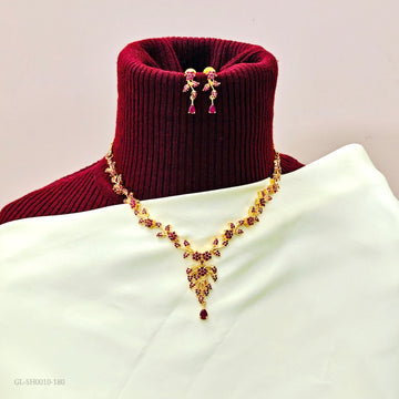 Gold Plated Necklace set - Ruby stone