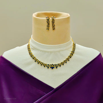 Gold Plated Necklace set - Sapphire Stone