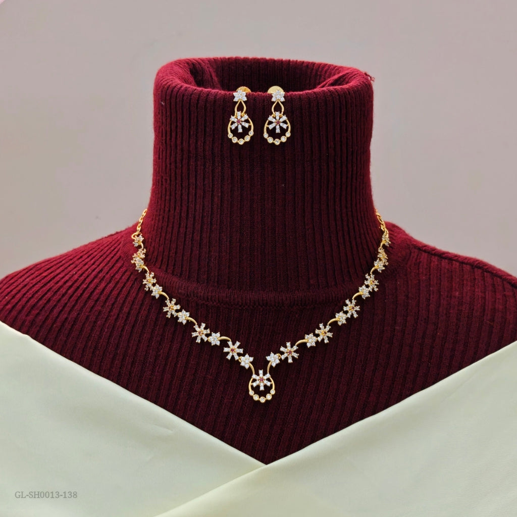 American Diamond Necklace set - Ruby stone