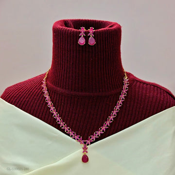 Gold Plated Necklace - Ruby Stone