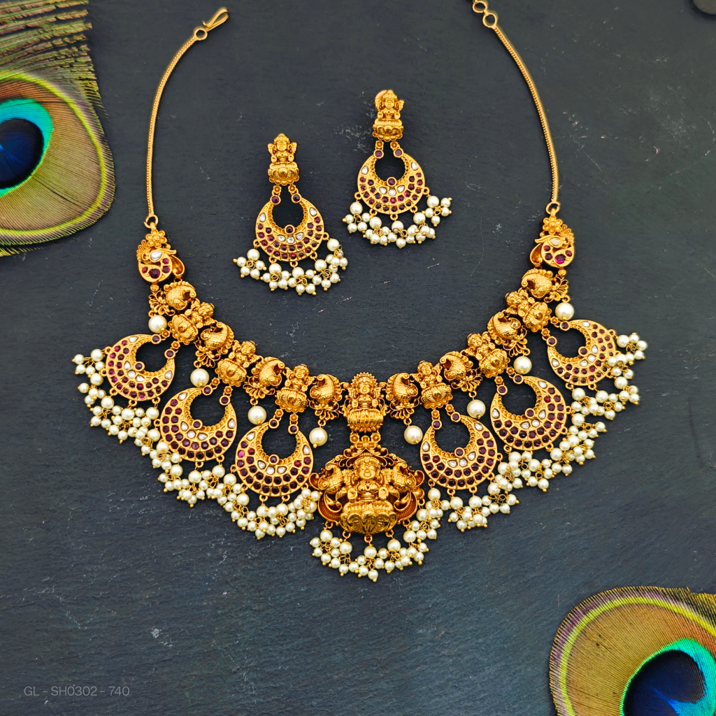 Chandbali lakshmi-peacock design Necklace