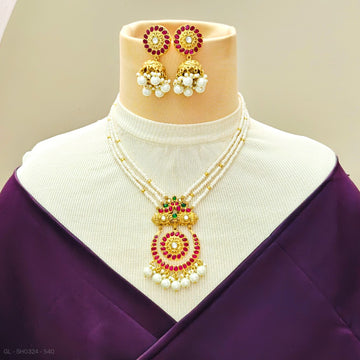 Jadau Kundan Ruby Emerald stone Pearl Jewellery