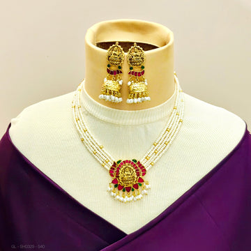 Jadau Kundan Lakshmi - Ruby Emerald stone Jewellery
