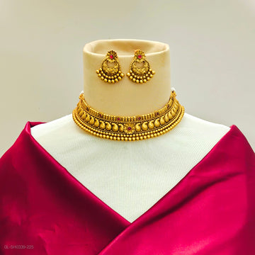 Gold finish Ruby Mango Design  choker necklace