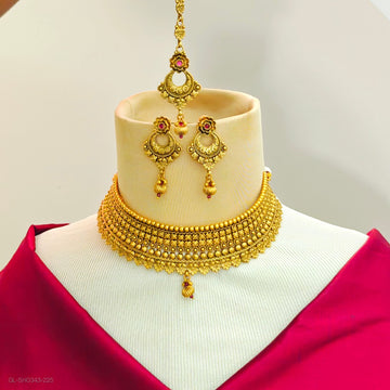 Gold finish Traditional Ruby choker necklace