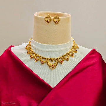 Gold plated Ruby stone chocker necklace set