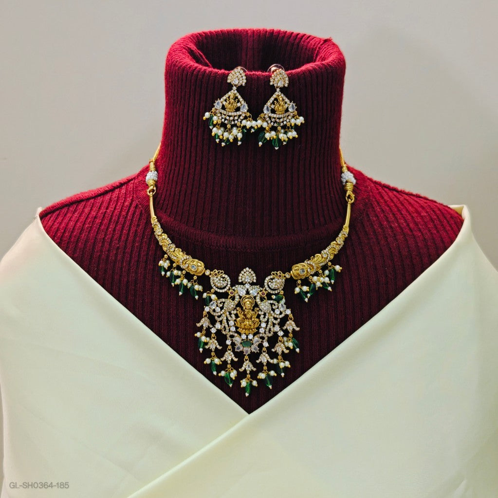 Engraved Flourish Goddess peacock choker set