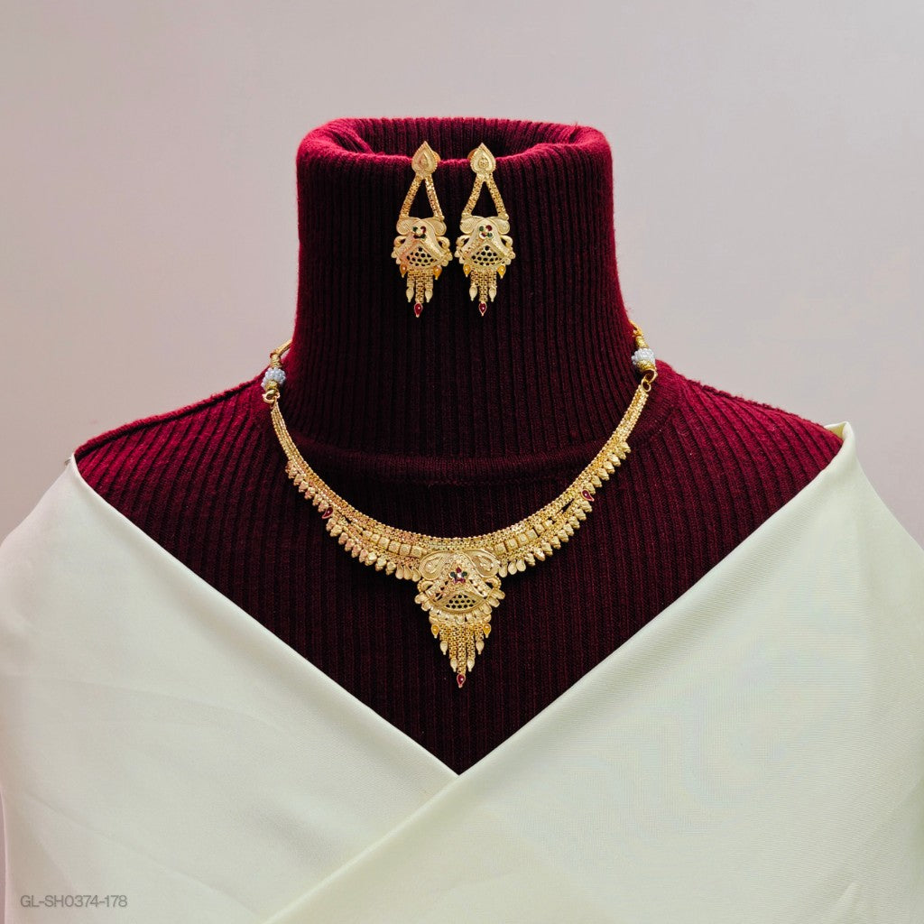 Floral Design Gold- plated necklace set