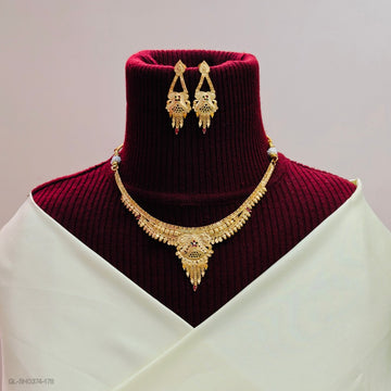 Floral Design Gold- plated necklace set