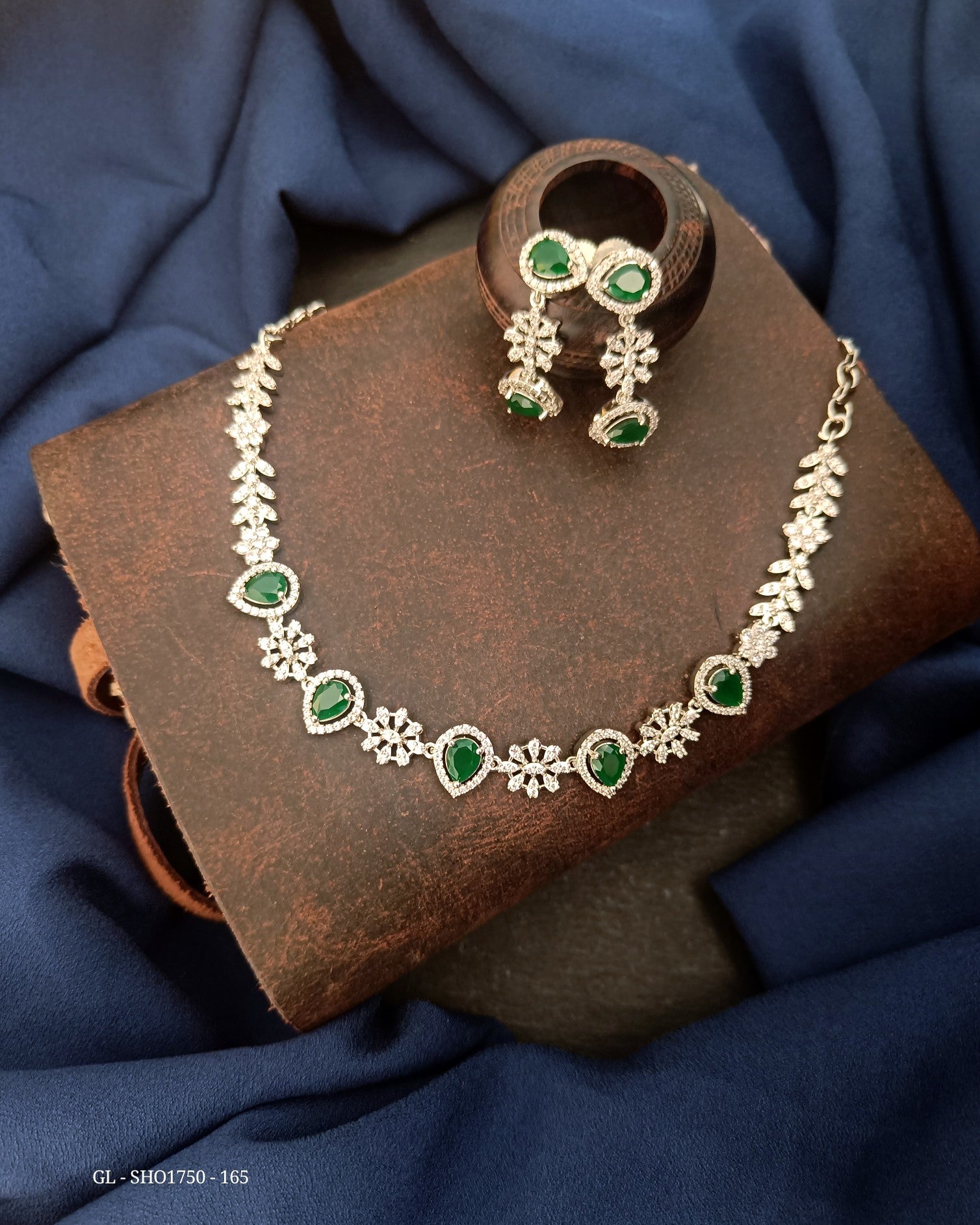 American Diamond necklace - Emerald Green GL-SHO1750-165