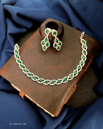 American Diamond necklace - Emerald Stone GL-SHO1755-165