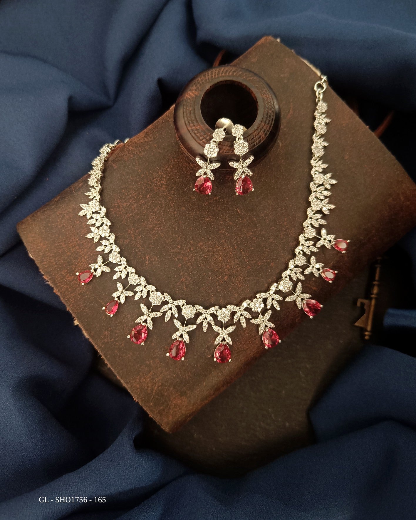 American Diamond necklace - Ruby Stone GL-SHO1756-165