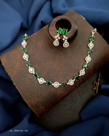 American Diamond necklace - Emerald Stone GL-SHO1758-165