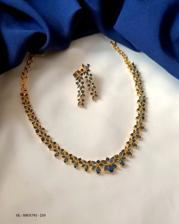 Gold Plated Necklace set - Sapphire Stone GL-SHO1761-210