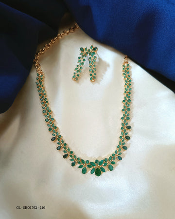 Gold Plated Necklace set - Emerald Stone GL-SHO1762-210