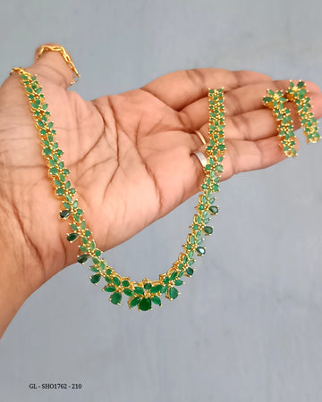 Gold Plated Necklace set - Emerald Stone GL-SHO1762-210