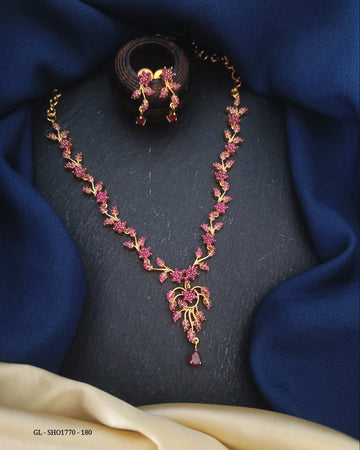 Gold Plated Necklace set - Ruby stone GL-SHO1770-180