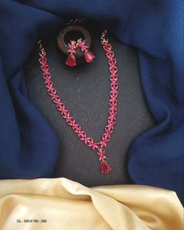 Gold Plated Necklace set - Ruby Stone GL-SHO1780-280