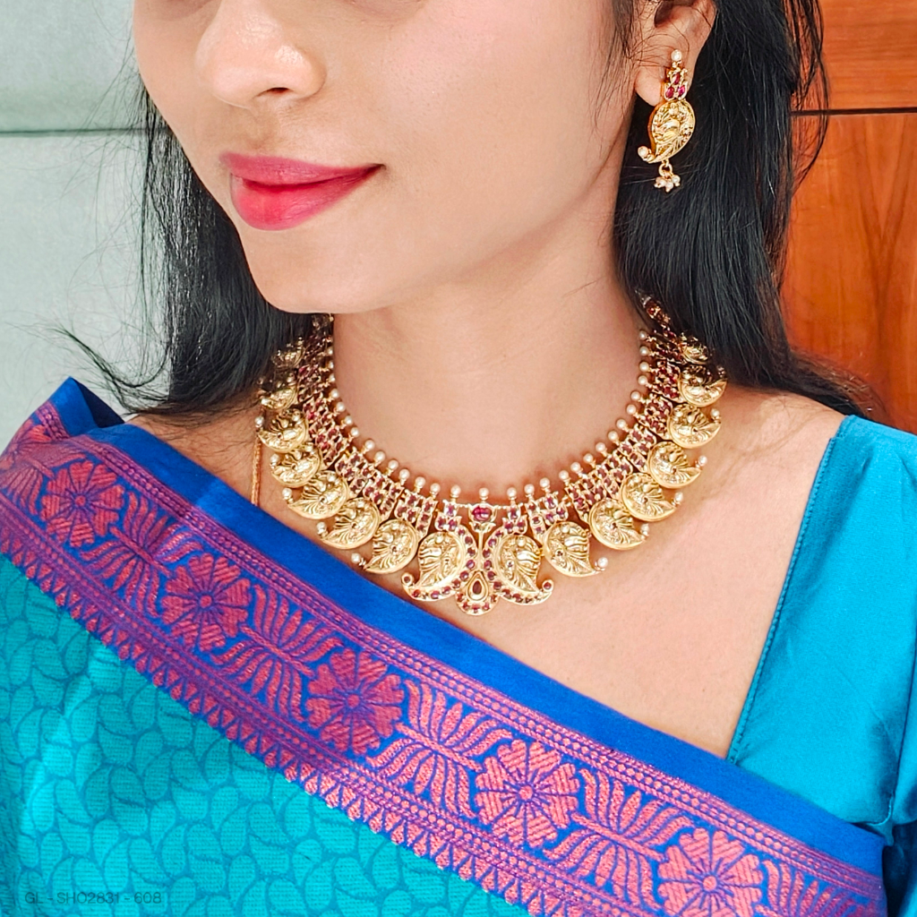 Jadau Ruby authentic Mango nakshi necklace