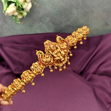 Adult hip belt - Lakshmi-design-green-red-stone-gold bead