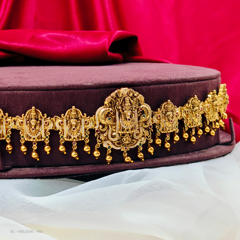 Adult hip Chain-Lord Vishnu -Design-Emerald